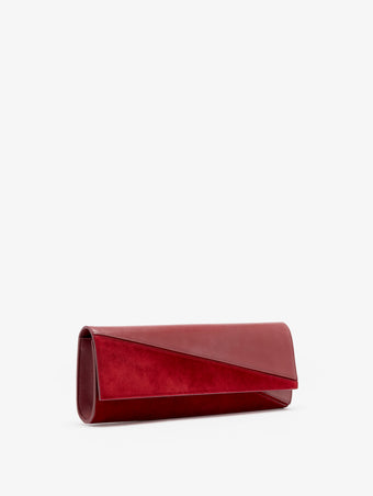 Proenza Schouler Side image of Hex Clutch in European Calf and Lux Suede in Madder