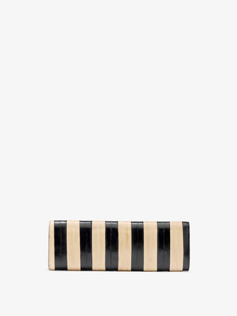Proenza Schouler Back image of Hex Clutch in Striped Eel in Black Ivory