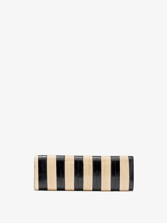 Proenza Schouler Back image of Hex Clutch in Striped Eel in Black Ivory