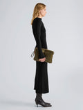Proenza Schouler Image of model wearing Zip Pouch in Shearling in Khaki