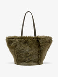 Proenza Schouler Front image of Hex Tote in Shearling in Khaki
