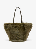 Proenza Schouler Front image of Hex Tote in Shearling in Khaki