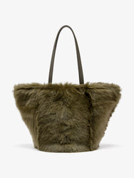 Proenza Schouler Front image of Hex Tote in Shearling in Khaki