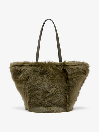Proenza Schouler Front image of Hex Tote in Shearling in Khaki