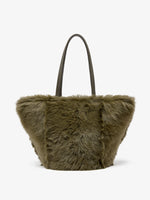 Proenza Schouler Back image of Hex Tote in Shearling in Khaki