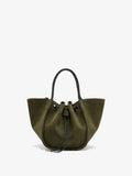 Proenza Schouler Back image of Small Ruched Tote in Suede and Braided Calf in Forest Green
