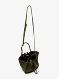 Proenza Schouler Aerial image of Small Ruched Tote in Suede and Braided Calf in Forest Green
