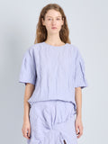 Proenza Schouler Cropped Image of model wearing Hansly Top in Memory Cotton in Wisteria