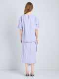Proenza Schouler Full Length Back Image of model wearing Hansly Top in Memory Cotton in Wisteria