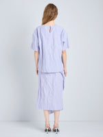 Proenza Schouler Full Length Back Image of model wearing Hansly Top in Memory Cotton in Wisteria