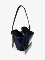 Proenza Schouler Still Life image of Aerial View of Hex Bucket Bag in Haircalf Combo in Deep Navy