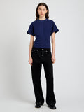 Proenza Schouler Front full length image of model wearing the Hilda TShirt in Eco Jersey in Navy 
