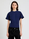 Proenza Schouler Front cropped image of model wearing the Hilda Tshirt in Eco Jersey in Navy
