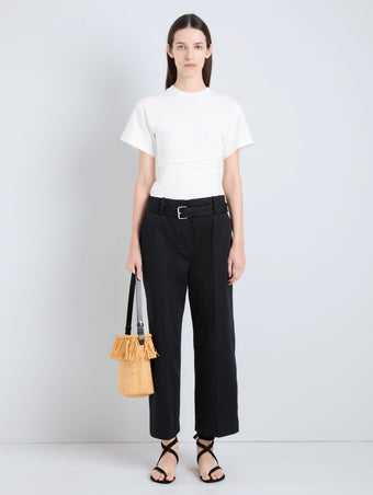 Proenza Schouler Front on Model  Image of Hilma Top in Eco Cotton in Jersey in White
