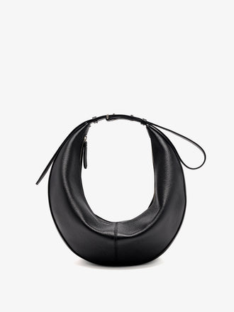 Proenza Schouler Still Life Front Image of Hobo Slide Bag in Pebbled Calf in black with strap shortened