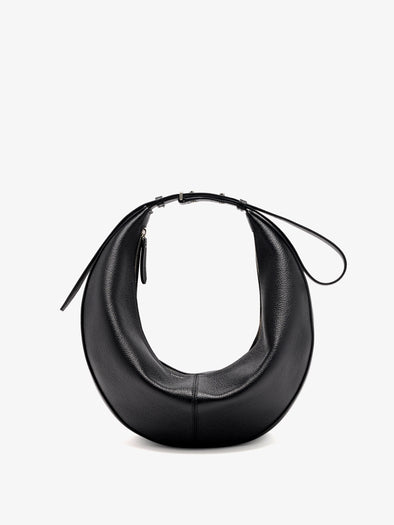 Proenza Schouler Still Life Front Image of Hobo Slide Bag in Pebbled Calf in black with strap shortened
