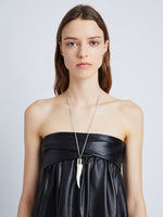 Proenza Schouler image of model wearing of Horn Pendant Necklace in white/gold