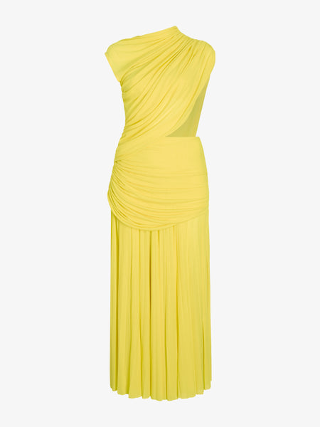 asymmetrical yellow dress Yellow Ruffled Asymmetrical Maxi Dress main image 0
