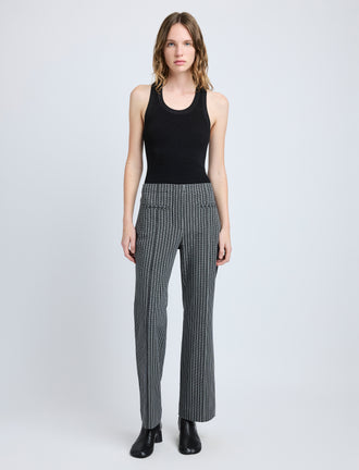 Proenza Schouler front image of model wearing Isadora Pant in Stretch Tailoring in BLACK/WHITE CHECK