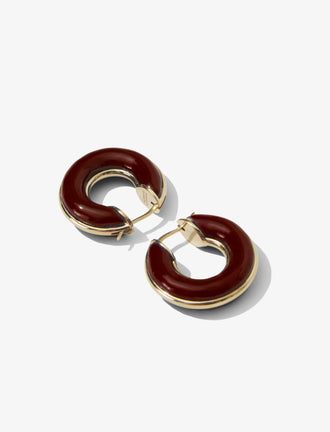 Proenza Schouler flat image of Mini Hoop Earrings in brown