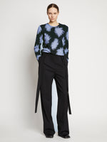 Proenza Schouler front image of model wearing Feather Dot Print T-Shirt in periwinkle