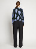 Proenza Schouler back image of model wearing Feather Dot Print T-Shirt in periwinkle