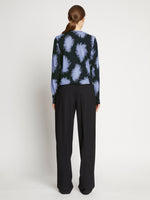 Proenza Schouler back image of model wearing Feather Dot Print T-Shirt in periwinkle