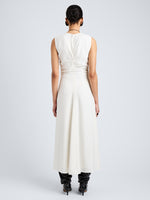 Proenza Schouler Full Length Back Image of model wearing Jaya Dress in Jacquard Flou in Off White