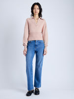 Proenza Schouler Front image of model wearing Jeanne Sweater In Eco Cashmere in pale pink