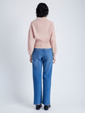 Proenza Schouler Back image of model wearing Jeanne Sweater In Eco Cashmere in pale pink