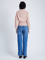 Proenza Schouler Back image of model wearing Jeanne Sweater In Eco Cashmere in pale pink