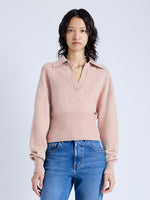 Proenza Schouler Front cropped image of model wearing Jeanne Sweater In Eco Cashmere in pale pink