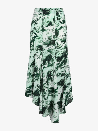 Proenza Schouler Still Life image of Joelle Skirt in Printed Silk Viscose in Dark Green Multi