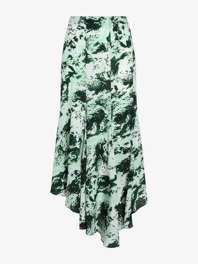 Proenza Schouler Still Life image of Joelle Skirt in Printed Silk Viscose in Dark Green Multi