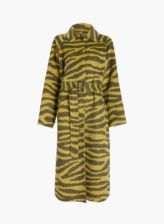 Proenza Schouler Still Life image of Juliette Coat in Zebra Jacquard in Hemp Black