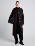 Proenza Schouler Front full length image of  Juliette Coat in Brushed Wool in HICKORY