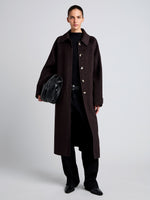 Proenza Schouler Front full length image of  Juliette Coat in Brushed Wool in HICKORY