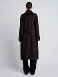 Proenza Schouler Back full length image of  Juliette Coat in Brushed Wool in HICKORY