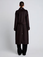 Proenza Schouler Back full length image of  Juliette Coat in Brushed Wool in HICKORY