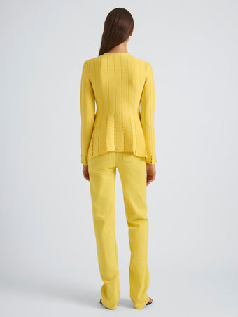 Proenza Schouler Back On Model Image of KAIA JACKET IN VISCOSE SILK POINTELLE in Chrome Yellow