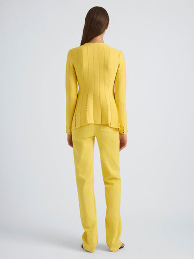 Proenza Schouler Back On Model Image of KAIA JACKET IN VISCOSE SILK POINTELLE in Chrome Yellow