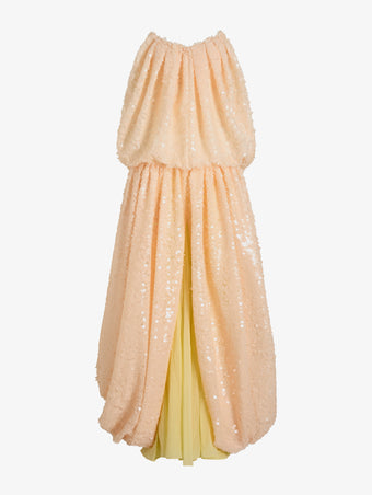 Proenza Schouler Still Life Image of LUCIENNE DRESS IN GIRO INGLESE SEQUIN EMBROIDERY in White Ecru