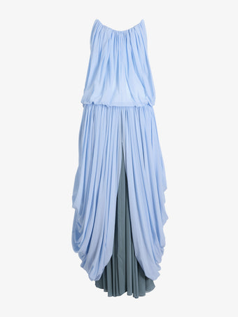 Proenza Schouler Still Life Image of LUCIENNE DRESS IN STRETCH GEORGETTE in Light Blue Multi