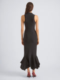 Proenza Schouler Back On Model Image of LUCINDA DRESS IN VISCOSE SILK POINTELLE in Anthracite