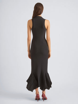Proenza Schouler Back On Model Image of LUCINDA DRESS IN VISCOSE SILK POINTELLE in Anthracite