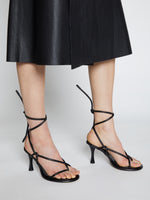 Proenza Schouler Image of model wearing Lamb Pipe Sandal in Black