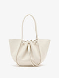 Proenza Schouler Front image of Large Ruched Tote in Soft Pebbled Calf in ecru