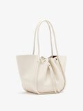 Proenza Schouler Side image of Large Ruched Tote in Soft Pebbled Calf in Ecru