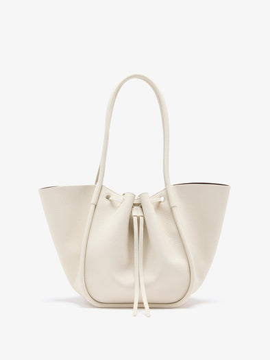 Proenza Schouler Back image of Large Ruched Tote in Soft Pebbled Calf in ecru