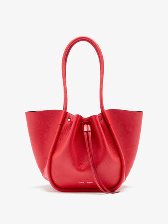 Proenza Schouler Front image of Large Ruched Tote in Soft Pebbled Calf in tomato